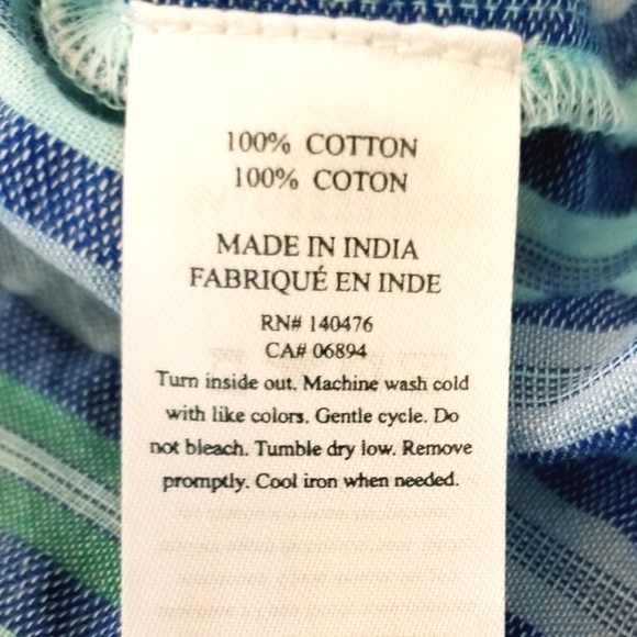 Faherty Presley Top Blue Coast Stripe Babydoll Square Neck Boho Smocked Organic - Picture 10 of 14